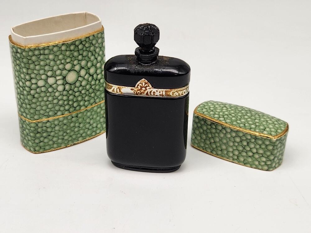 Vintage Caron Nuit de Noel Perfume Baccarat Style Bottle/Black - Empty 2.5"H